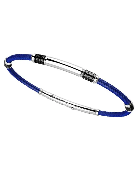 Bracciale da Uomo Zancan Robikevlar in Argento con Cordino Blu