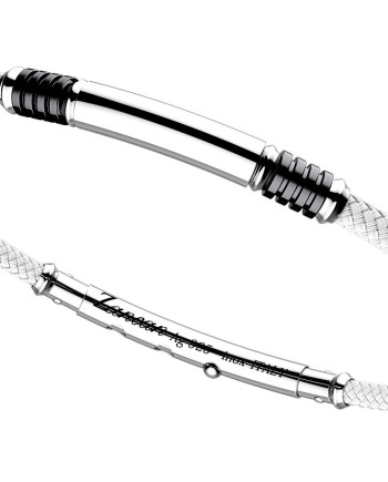 Zancan Robikevlar Men's Bracelet in Silver with White Cord