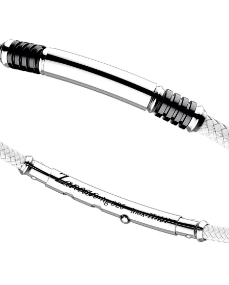 Bracelet pour homme Zancan Robikevlar en argent avec cordon blanc