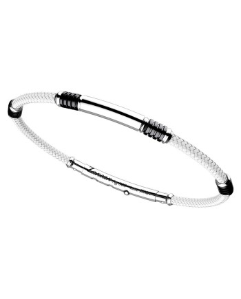 Bracelet pour homme Zancan Robikevlar en argent avec cordon blanc