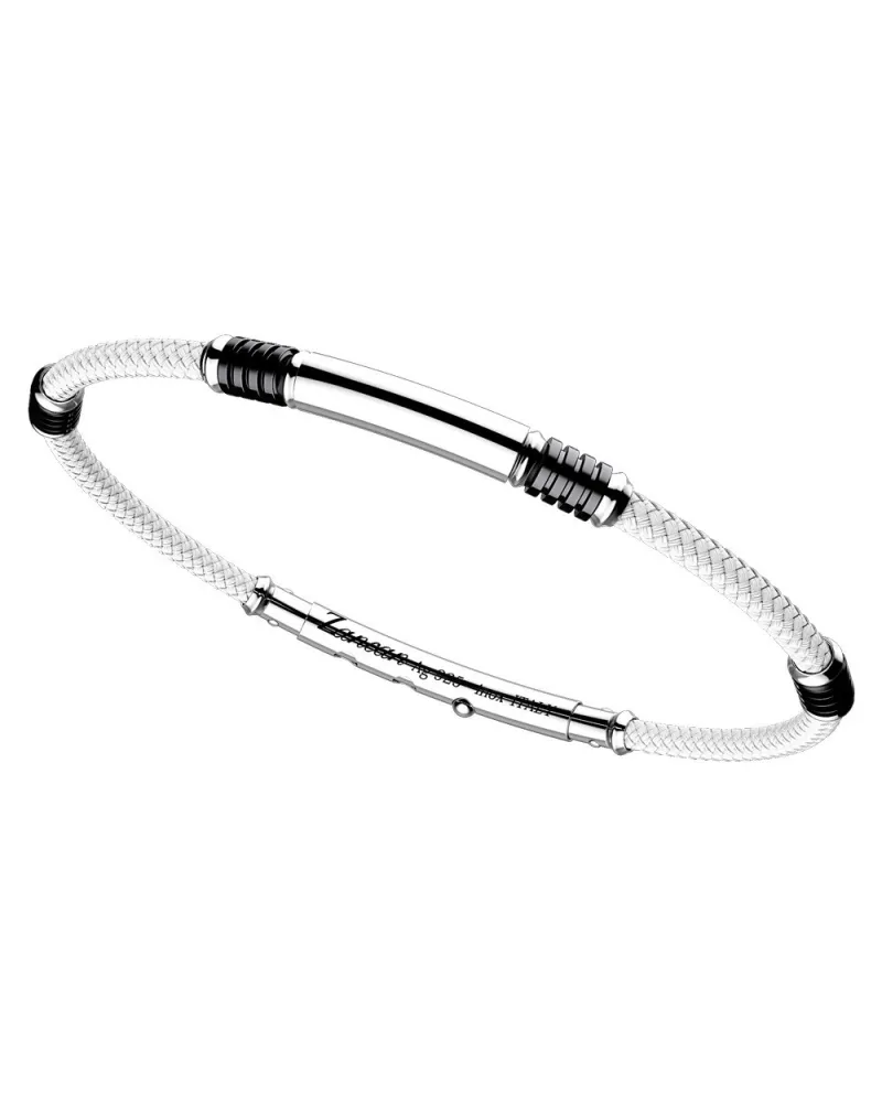 Bracciale da Uomo Zancan Robikevlar in Argento con Cordino Bianco