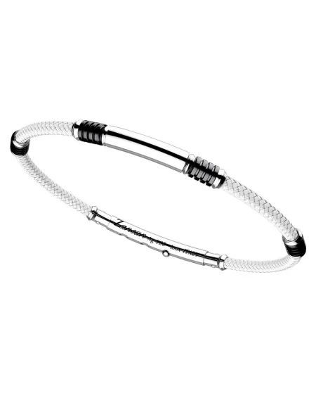 Bracciale da Uomo Zancan Robikevlar in Argento con Cordino Bianco