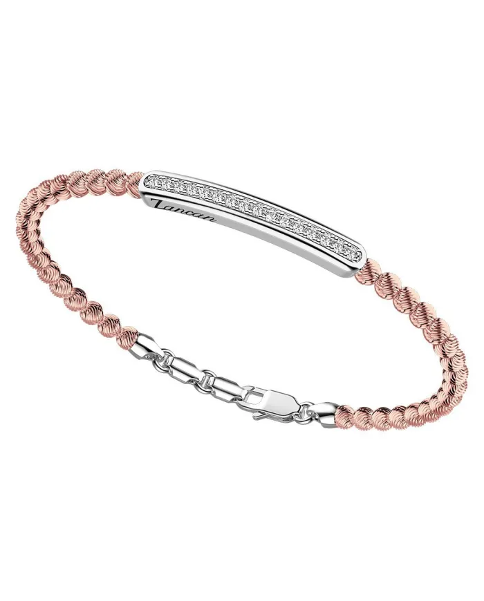 Bracelet pour homme Zancan Atomosphere en argent rhodié rose avec saphirs blancs