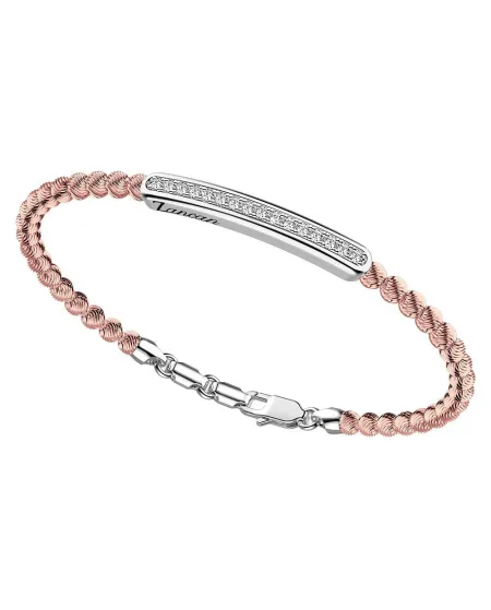 Zancan Atomoshpere Men's Bracelet in Rose Rhodium-Plated Silver with White Sapphires