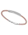 Zancan Atomoshpere Men's Bracelet in Rose Rhodium-Plated Silver with White Sapphires