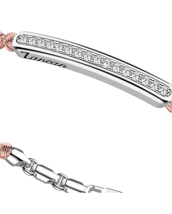 Zancan Atomoshpere Men's Bracelet in Rose Rhodium-Plated Silver with White Sapphires