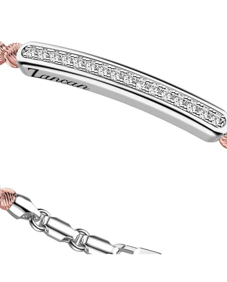 Bracciale da Uomo Zancan Atomoshpere in Argento Rodiato Rosa con Zaffiri Bianchi