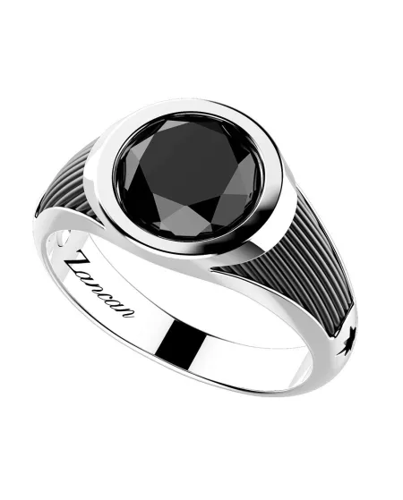 Anello da Uomo Zancan Cosmopolitan Stone in Argento con Onice Tonda