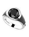 Zancan Cosmopolitan Stone Men's Ring in Silver with Round Onyx