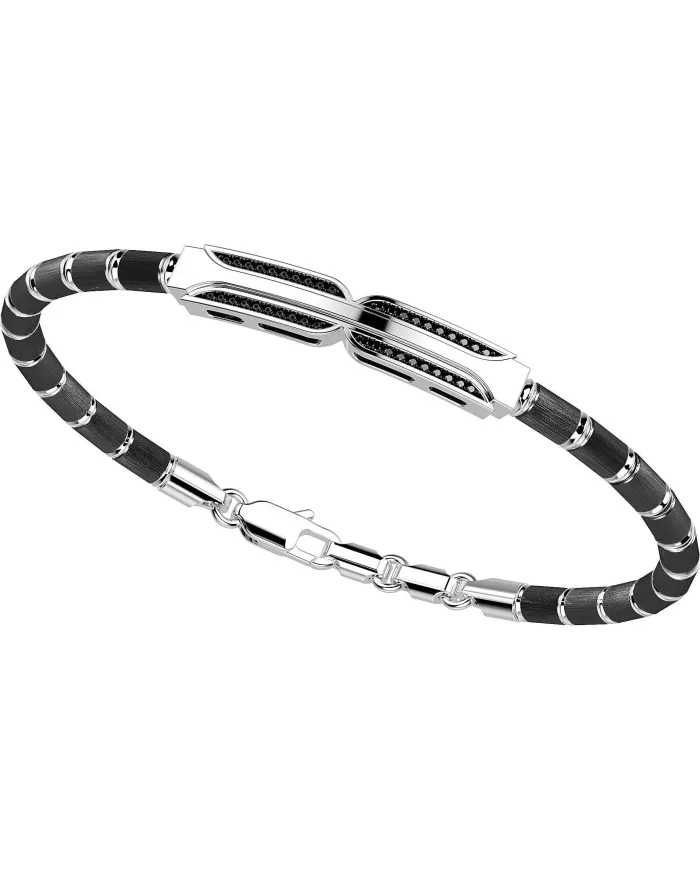 Bracelet pour homme Zancan Insignia en argent 925 avec spinelles noires