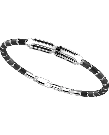 Zancan Insignia 925 Silver Men's Bracelet with Black Spinels