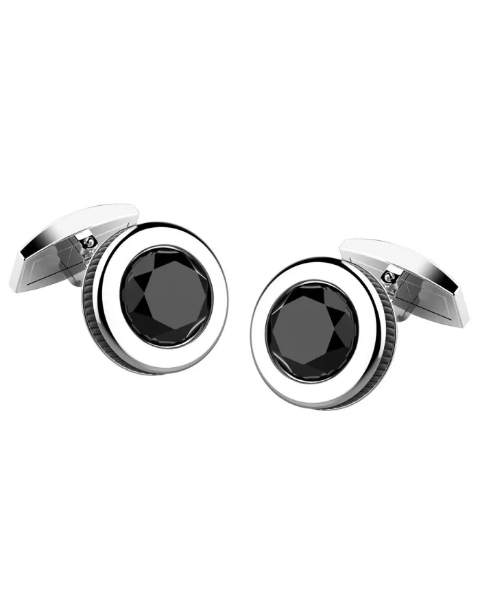 Zancan Cosmopolitan Stone Cufflinks in Silver with Onyx