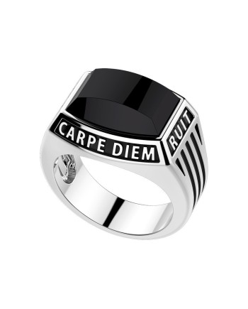 Bague Homme Zancan Cosmopolitan en Argent avec Onyx Noir "Carpe Diem"