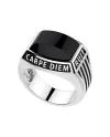 Anello da Uomo Zancan Cosmopolitan in Argento con Onice Nera "Carpe Diem"
