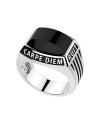 Zancan Cosmopolitan Men's Ring in Silver with Black Onyx "Carpe Diem"