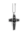 Collier pour homme Zancan Cosmopolitan Stone en argent avec pendentif croix en onyx noir