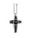 Zancan Cosmopolitan Stone Men's Necklace in Silver with Black Onyx Cross Pendant