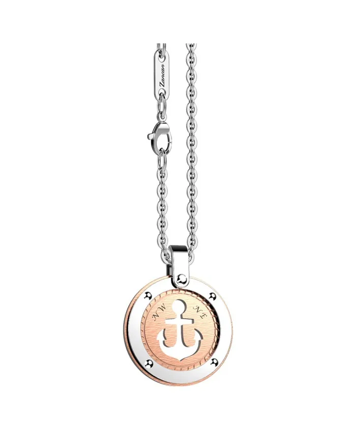 Collana da Uomo Zancan Hi-Tekh in Acciaio con Medaglia con Ancora