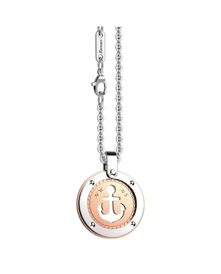 Zancan Hiteck Men's Steel Necklace with Anchor Medal