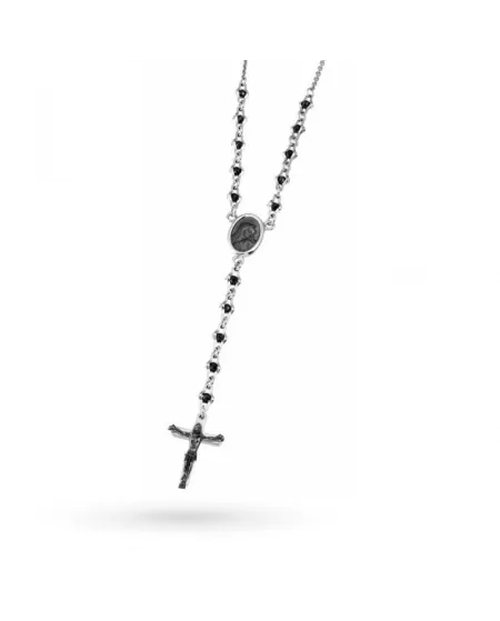 Rosario da Uomo Zancan Spiritual in Argento con Spinelli Neri