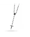 Zancan Spiritual Men's Rosary in Silver with Black Spinels