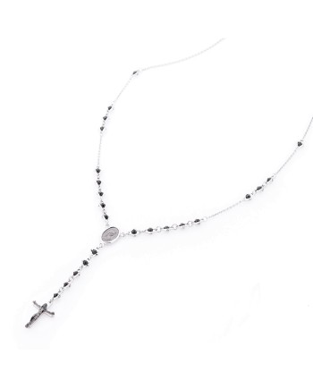 Chapelet spirituel Zancan pour homme en argent avec spinelles noires