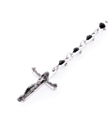 Chapelet spirituel Zancan pour homme en argent avec spinelles noires