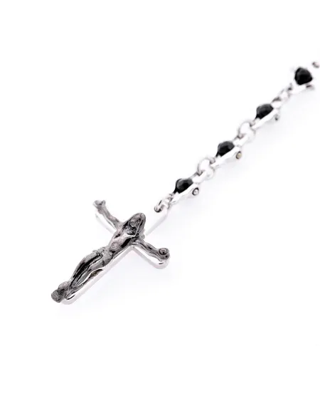 Rosario da Uomo Zancan Spiritual in Argento con Spinelli Neri