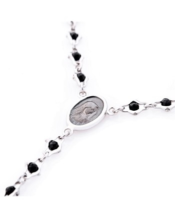 Chapelet spirituel Zancan pour homme en argent avec spinelles noires
