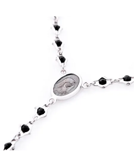 Chapelet spirituel Zancan pour homme en argent avec spinelles noires