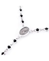 Zancan Spiritual Men's Rosary in Silver with Black Spinels