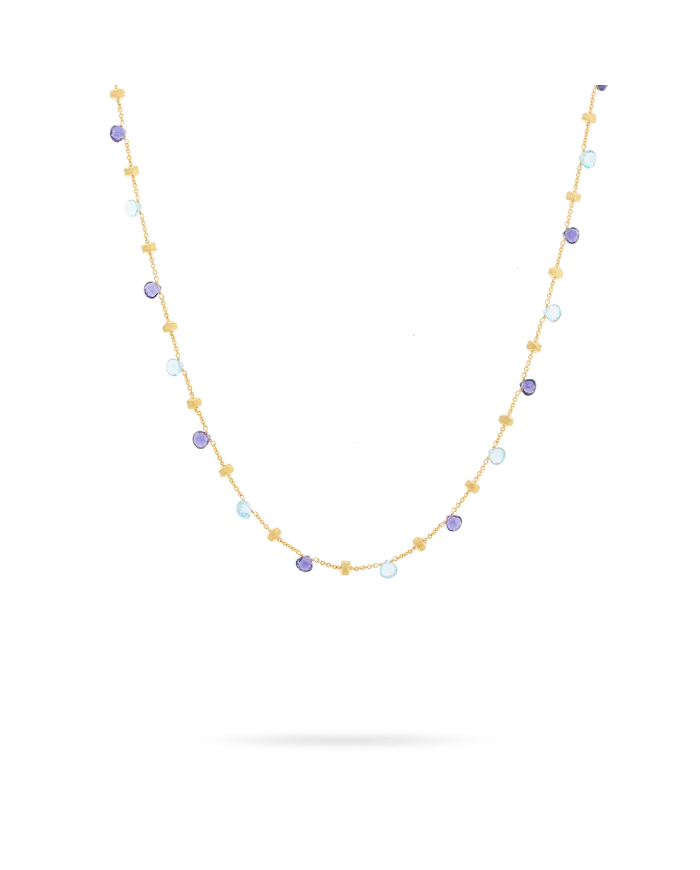 Collana Marco Bicego Paradise in Oro Giallo con Ioliti e Topazi Blu