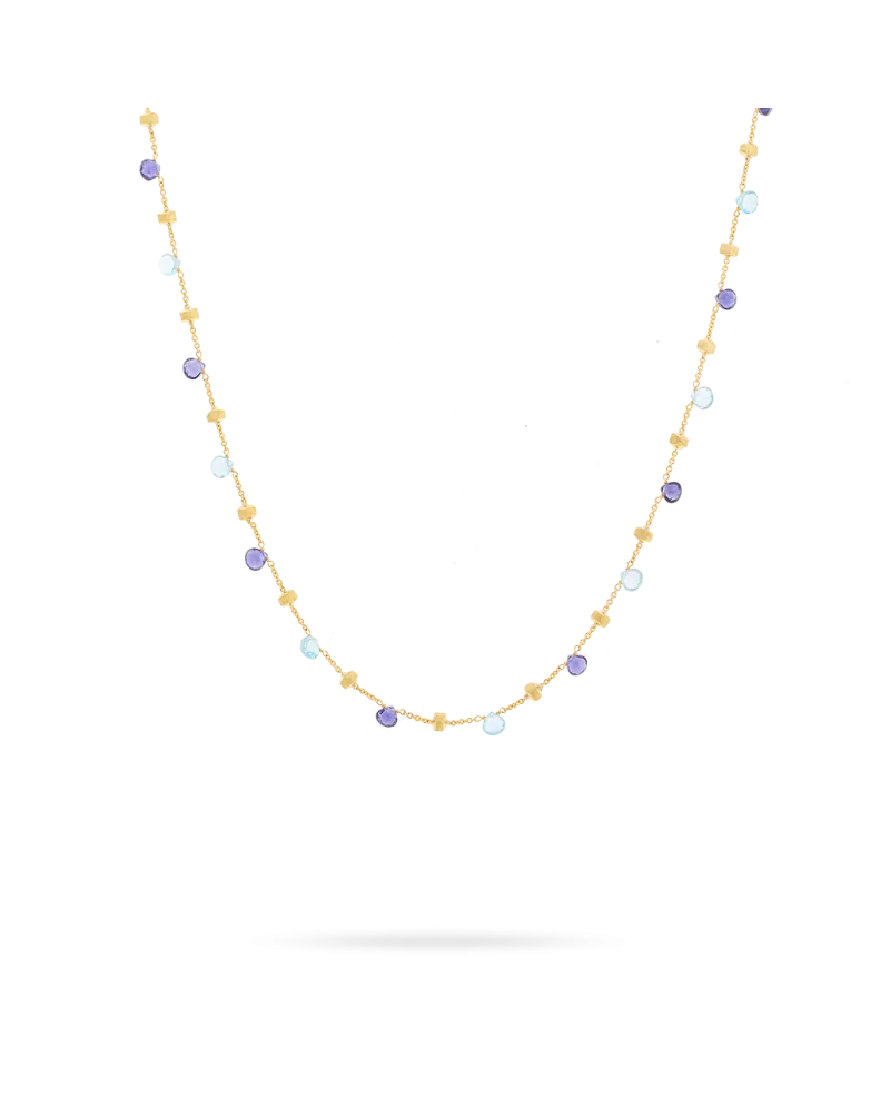 Collana Marco Bicego Paradise in Oro Giallo con Ioliti e Topazi Blu