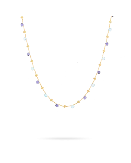 Marco Bicego Paradise Necklace in Yellow Gold with Iolites and Blue Topazes