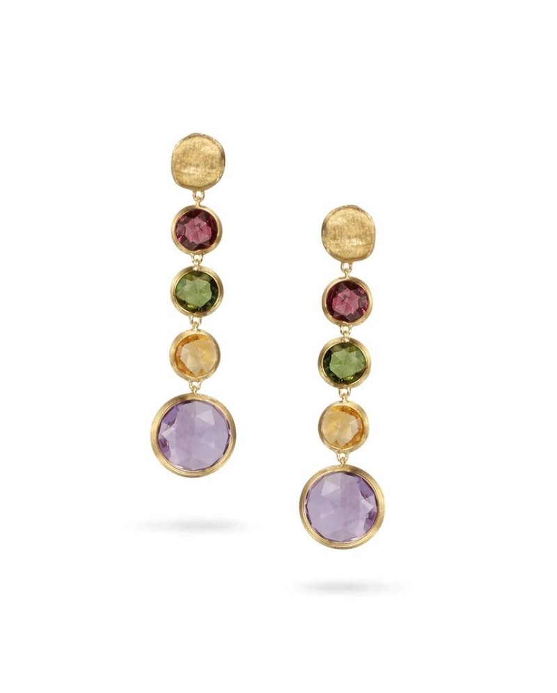 Boucles d'oreilles pendantes Marco Bicego Jaipur en or jaune avec pierres précieuses mélangées