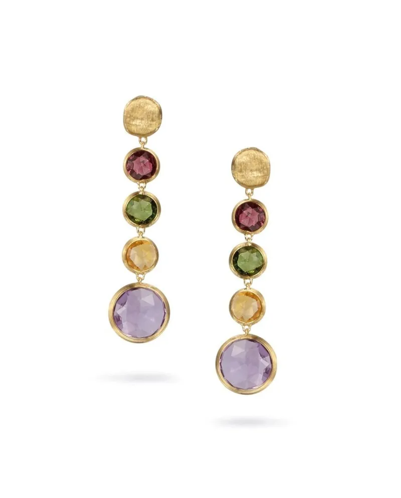Boucles d'oreilles pendantes Marco Bicego Jaipur en or jaune avec pierres précieuses mélangées Boucles d'oreilles pendantes Marco Bicego Jaipur en or jaune avec pierres précieuses mélangées