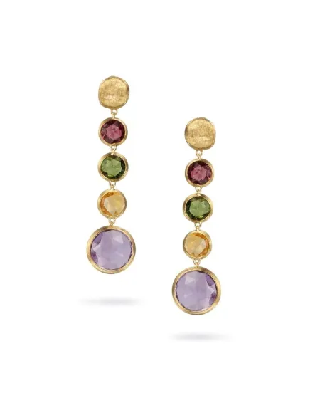 Orecchini Pendenti Marco Bicego Jaipur in Oro Giallo con Mix di Gemme