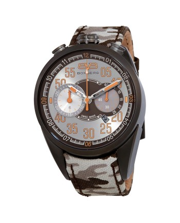 Bomberg 1968 Black Quartz Chronograph with Camouflage Fabric Strap