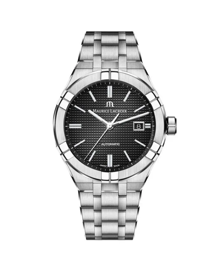 Maurice Lacroix Aikon Automatic 42mm Watch with Black Dial and Steel Bracelet