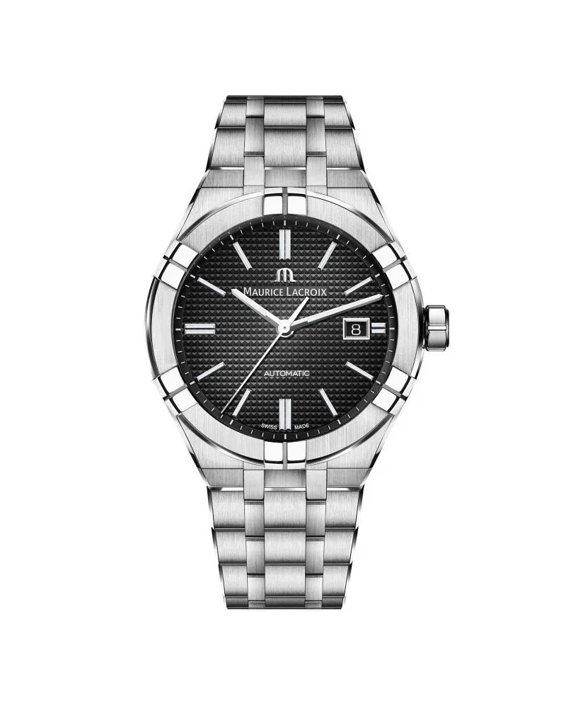 Maurice Lacroix Aikon Automatic 42mm Watch with Black Dial and Steel Bracelet