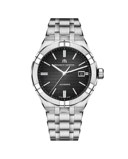 Maurice Lacroix Aikon Automatic 42mm Watch with Black Dial and Steel Bracelet
