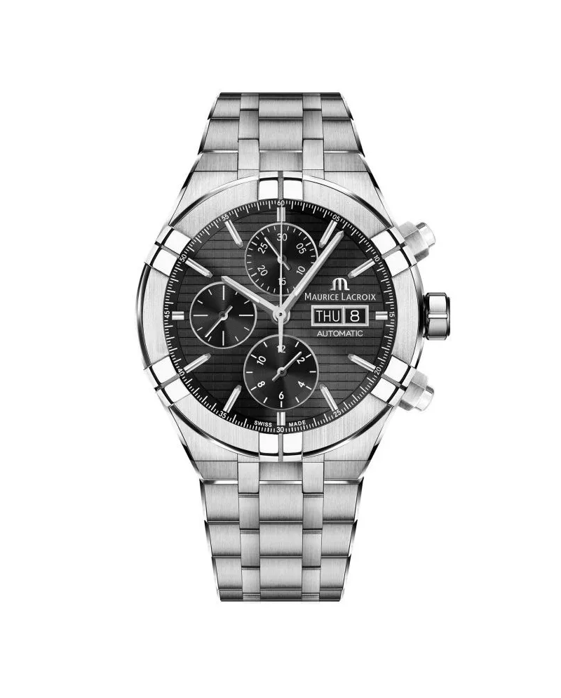 Cronografo Maurice Lacroix Aikon Automatic 44 mm con Quadrante Nero e  Bracciale in Acciaio | Gioielleria Casella | Cronografi