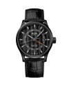 Mido Multifort Dual Time Black PVD Watch with Black Dial and Leather Strap