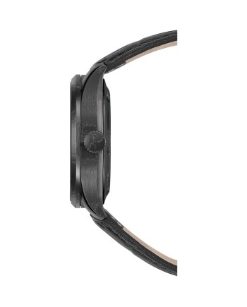 Mido Multifort Dual Time Black PVD Watch with Black Dial and Leather Strap