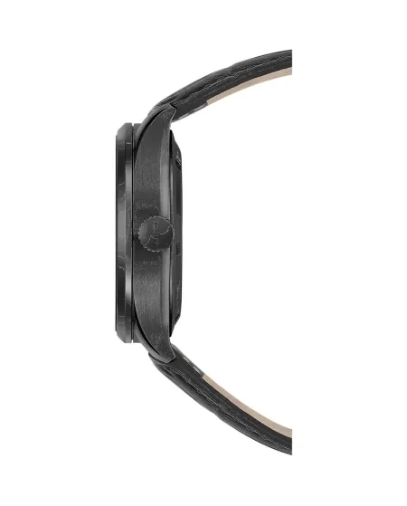 Montre Mido Multifort Dual Time en PVD noir avec cadran noir et bracelet en cuir