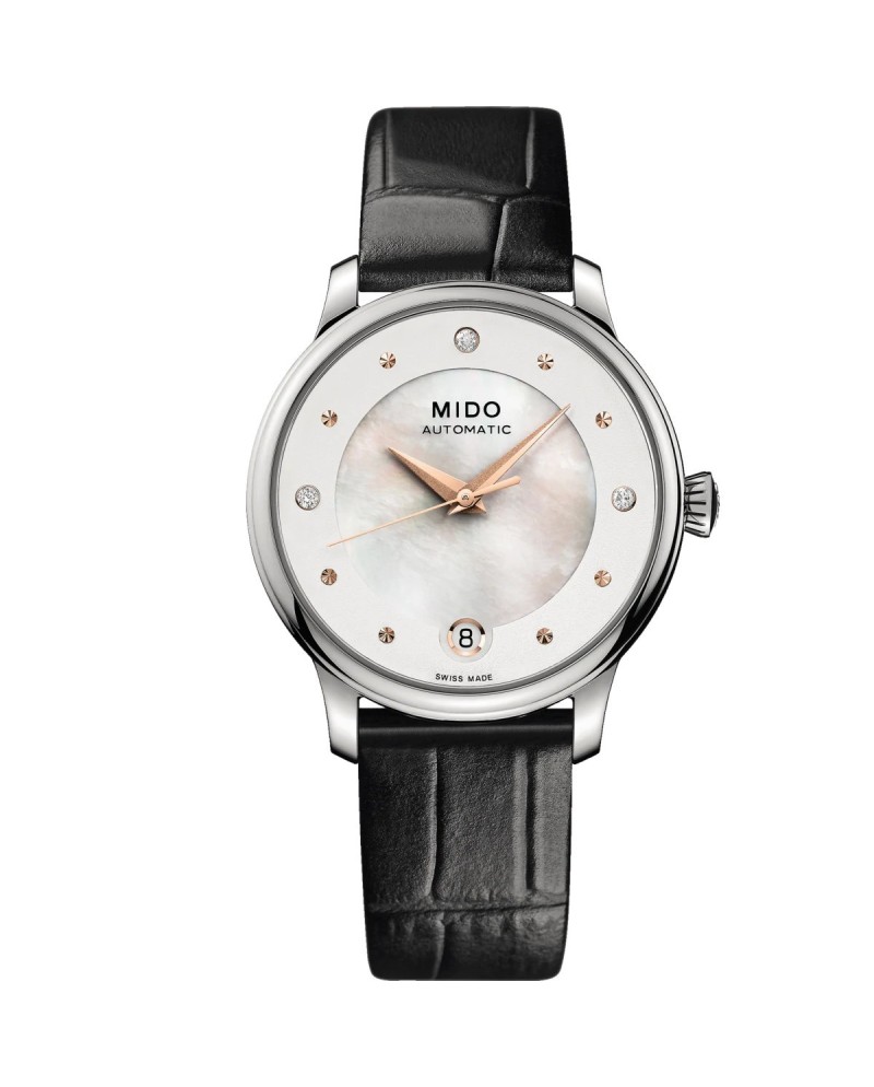 Montre femme Mido Baroncelli Lady Day & Night avec cadran en nacre blanche et diamants