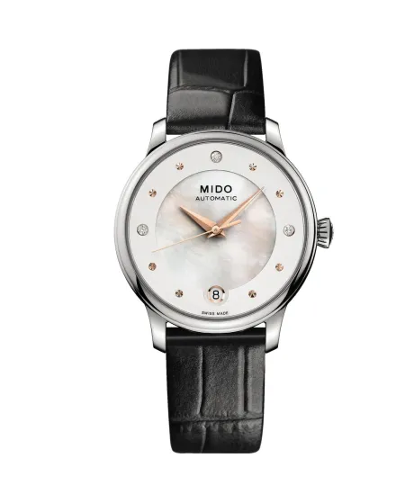 Montre femme Mido Baroncelli Lady Day & Night avec cadran en nacre blanche et diamants