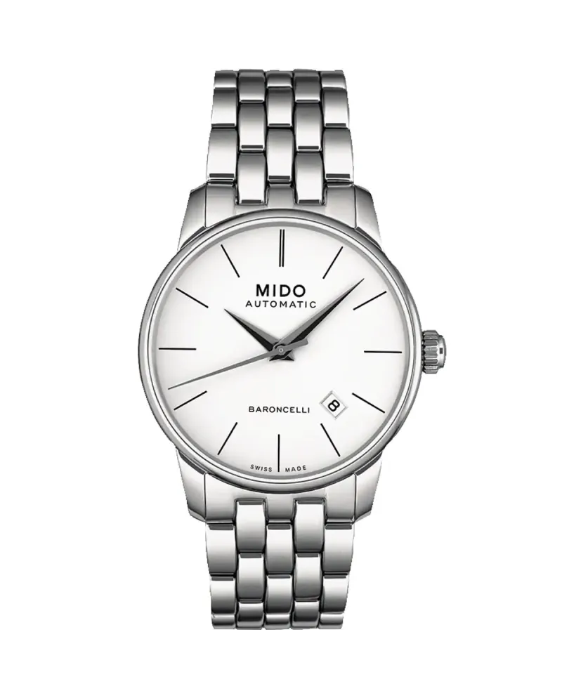 Orologio Mido Baroncelli con Quadrante Bianco e Cinturino in Acciaio |  Gioielleria Casella | Orologi automatici