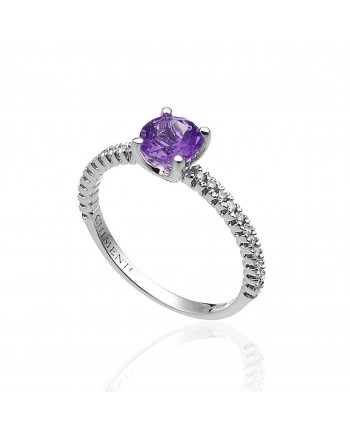 Bague Chimento Candies en or blanc avec diamants blancs et améthyste