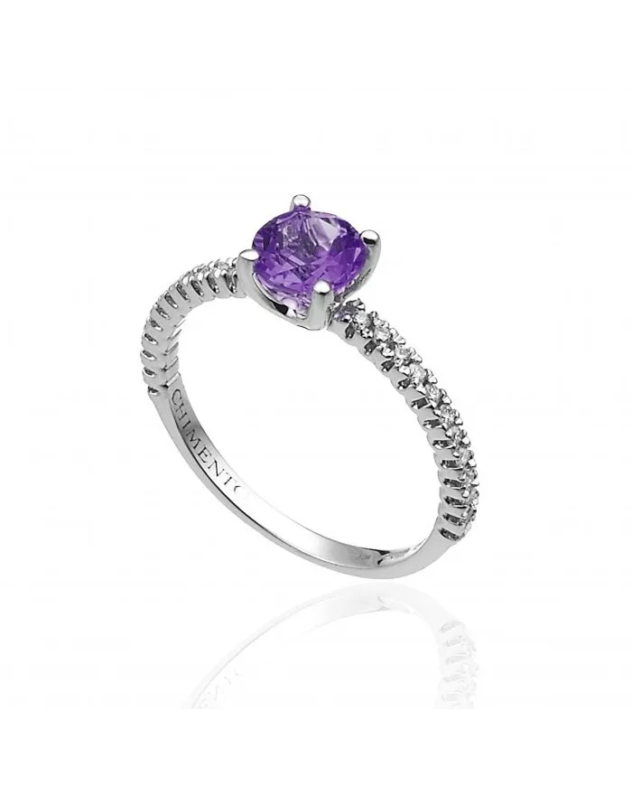 Chimento Candies Ring in White Gold with White Diamonds and Amethyst